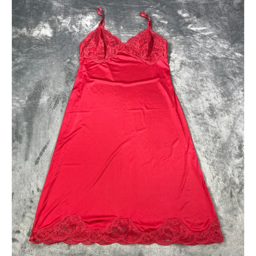Vintage Wonder Maid Full Slip Dress Size 34 Small Lace Trim Satin Non Cling 70s